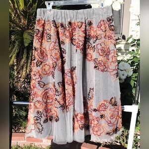 Orange Embellished A-Line Midi Skirt for Casual Wear